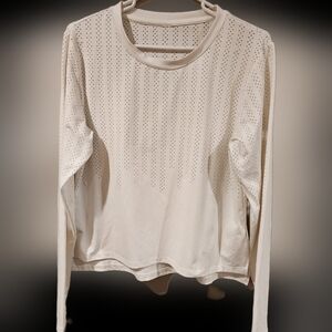 Zyia Active Chillcicle Crop Long Sleeve Top Womens White Perforated T Shirt L